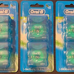 Lot of 3 x 2 = 6 packs. Oral-b complete satin floss, 1 x 50m mint menthe